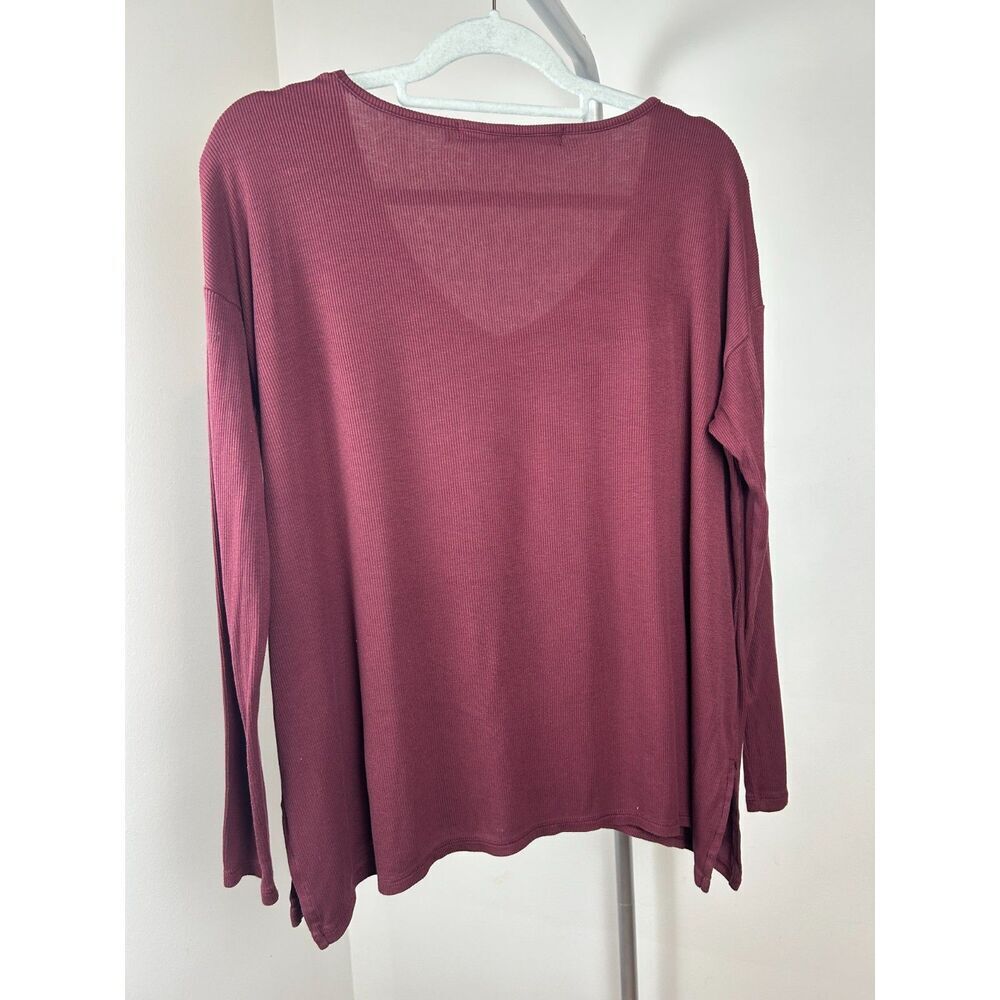 Michael Stars Womens Oversized Tunic Top Maroon Ribbed Long Sleeve Medium - Picture 5 of 5